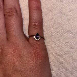 Elegant Purple Teardrop Ring